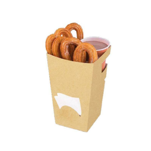 [22213] ESTUCHE KRAFT PORTA CHURROS, VASO 500/UNID.