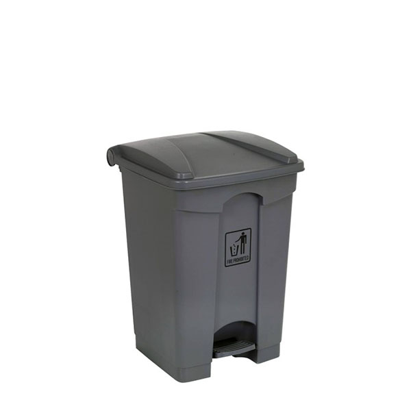 PAPELERA RECTANGULAR PEDAL 60 L GRIS TAPA/COLOR