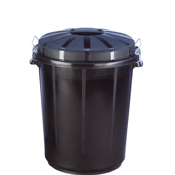 BARREÑO INDUSTRIAL CON TAPA 70L NEGRO