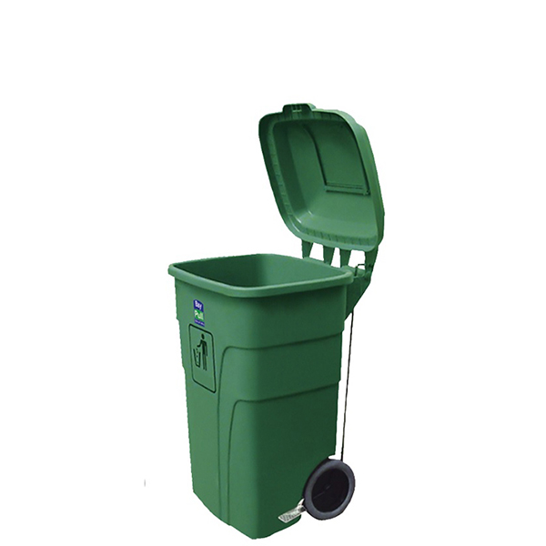 CONTENEDOR CON RUEDAS/PEDAL/TAPA 120L VERDE