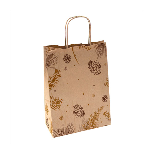 BOLSA ASA RIZADA PAPEL KRAF IMPRESA 28X16X32 250/U