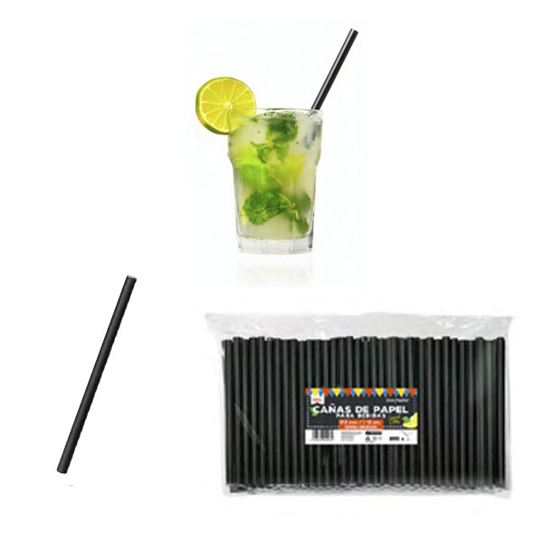 CAÑA PAPEL RECTA NEGRA 150X08 250/UNID..