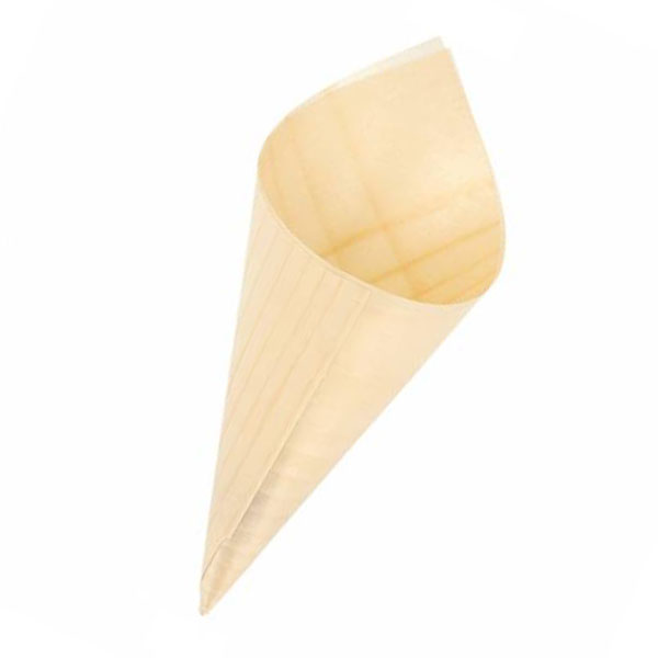 CONO DE MADERA 18X7.2 CM CATERING 50/UNID.