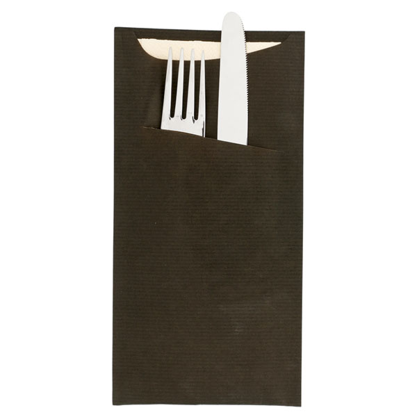 SOBRE CUBIERTOS 11X22 NEGRO+SERV-CREMA 100/UNI