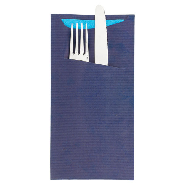 [20121] SOBRE CUBIERTOS 11X22 AZUL+SERV.TURQUESA 100/UNI