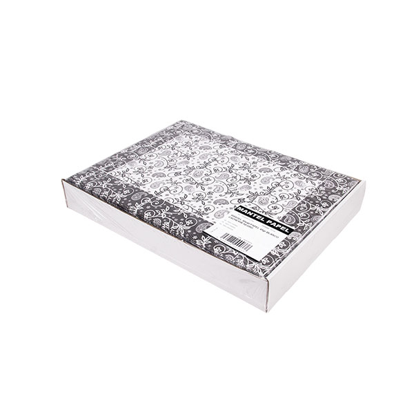 [21263] MANTEL 30X40 BLANCO CACHEMIR NEGRO 500 SERV.