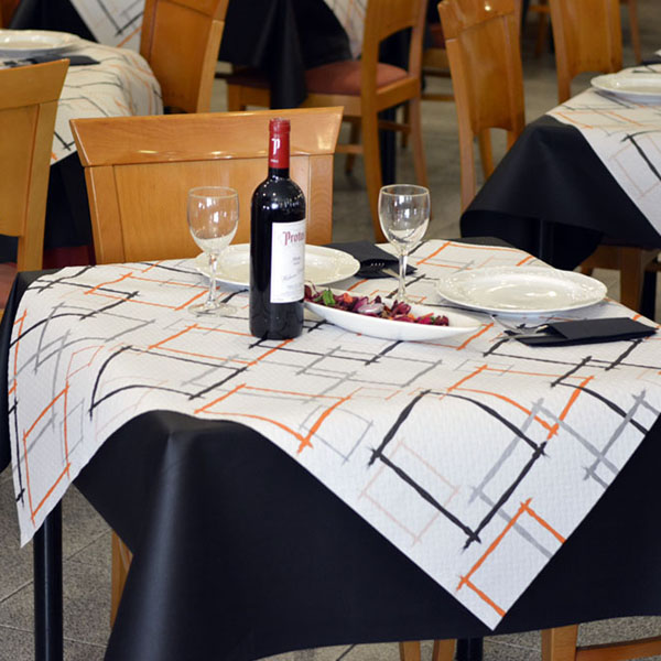 MANTEL PAPEL 100X100 BLANCO MARCO NARANJA 400/UNI