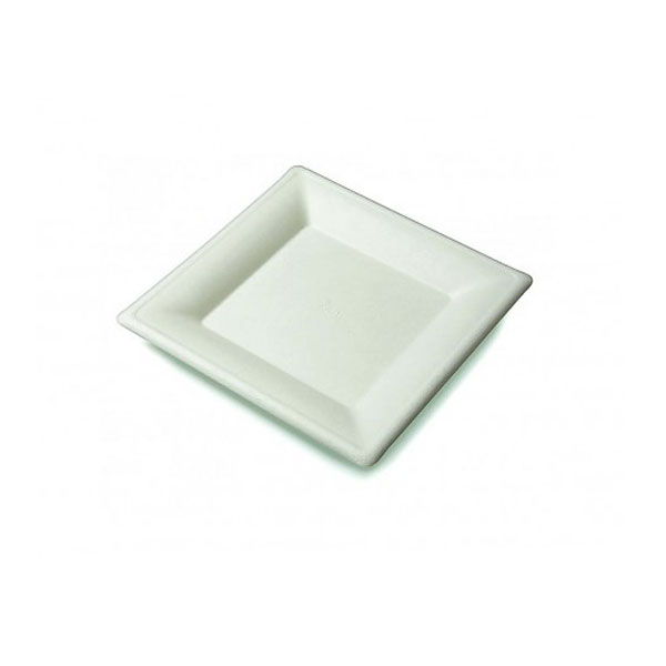 PLATO CUADRADO CAÑA/AZ 260X260MM PAQ/50