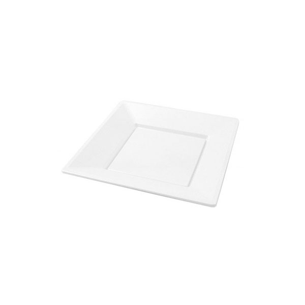 [33082] PLATO PLASTICO BLANCO LLANO CUADRADO 17X17 25 UNID