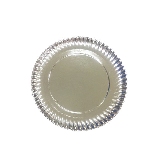 PLATO REDONDO CARTON PLATA ESTRIADO 25CM 100/UNID.