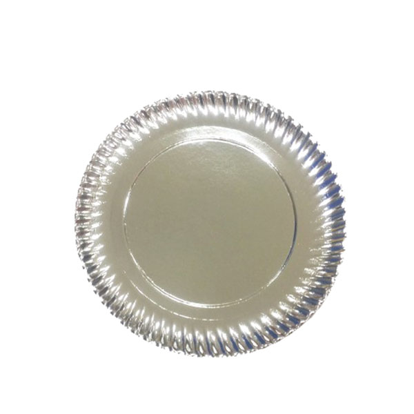PLATO REDONDO CARTÓN PLATA ESTRIADO 27CM 100/UNID.