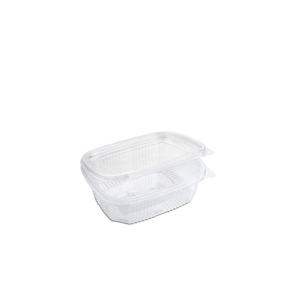 [14152] TARRINA BISAGRA PET 250CC BOCA ESTRECHA 50/UNID.